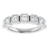 Platinum Asscher Lab-Grown Diamond Bezel-Set Anniversary Band – 3x3 mm Stones - view 3