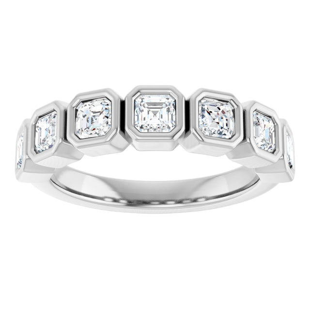 Platinum Asscher Lab-Grown Diamond Bezel-Set Anniversary Band – 3x3 mm Stones - view 3