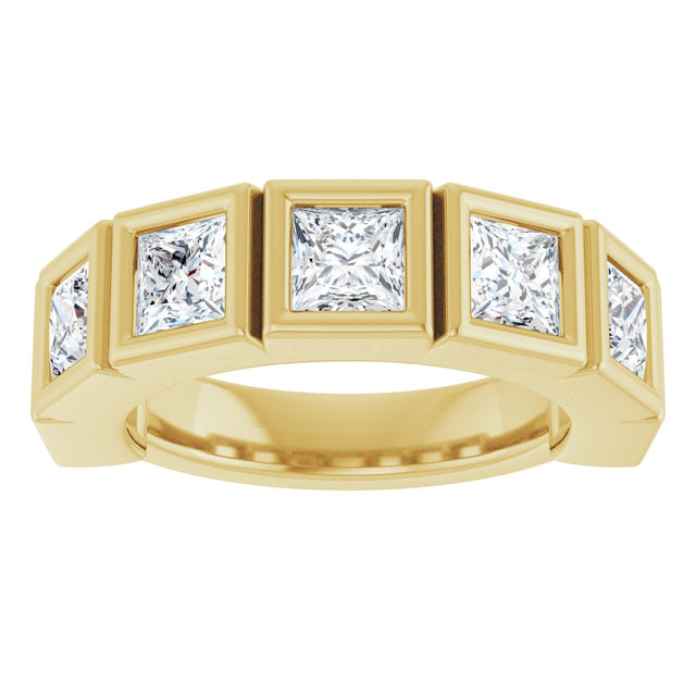 10K Gold Square Natural Diamond Bezel-Set Anniversary Band – 9/10–2 3/4 CTW - Yellow Gold - view 3