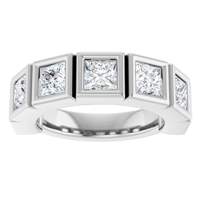 Platinum Square Natural Diamond Bezel-Set Anniversary Band – 1/6–2 3/4 CTW - view 3