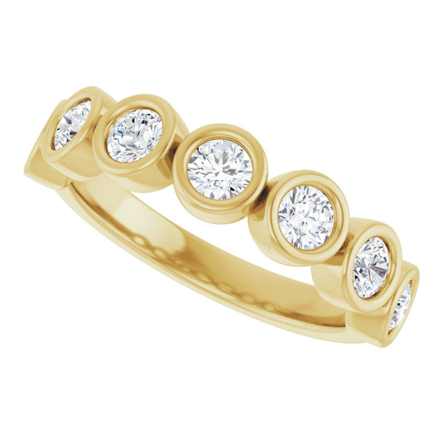 10K Gold Round Natural Diamond Bezel-Set Anniversary Band – 1/4–7/8 CTW - Yellow Gold - view 5