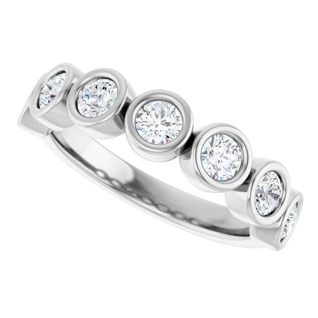 Platinum Round Lab-Grown Diamond Bezel-Set Anniversary Band – .08–1 1/3 CTW - view 5