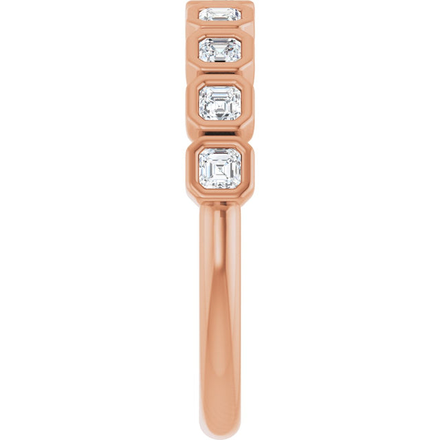 14K Gold Asscher Lab-Grown Diamond Bezel-Set Anniversary Band – 2x2 mm Stones - Rose Gold - view 4