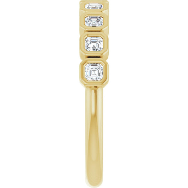 14K Gold Asscher Lab-Grown Diamond Bezel-Set Anniversary Band – 2x2 mm Stones - Yellow Gold - view 4