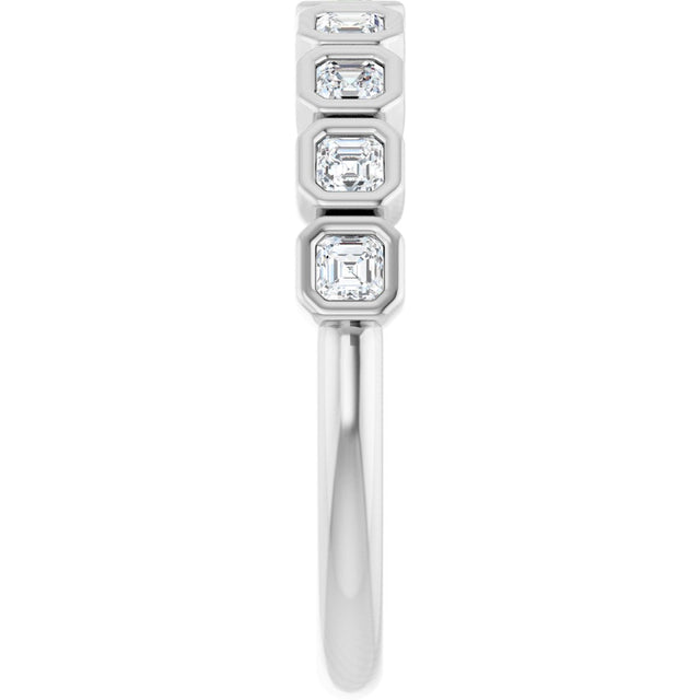 Platinum Asscher Lab-Grown Diamond Bezel-Set Anniversary Band – 2x2 mm Stones - view 4