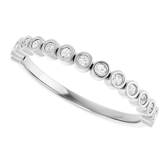 10K Gold Round Lab-Grown Diamond Bezel-Set Anniversary Band – .08–1/5 CTW - White Gold - view 5