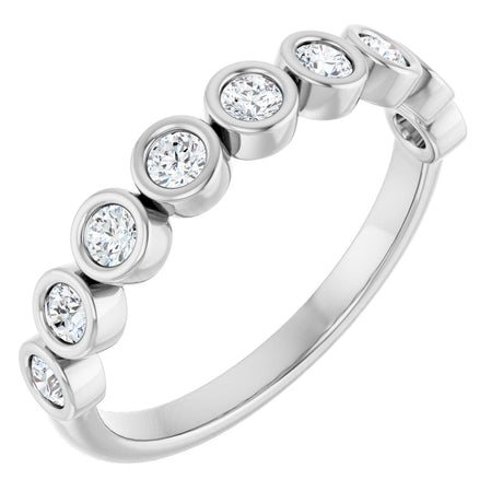 10K Gold Round Lab-Grown Diamond Bezel-Set Anniversary Band – 1/4–7/8 CTW - White Gold