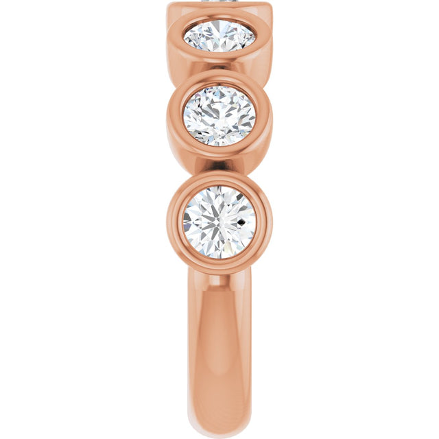 10K Gold Round Lab-Grown Diamond Bezel-Set Anniversary Band – 1–1 1/3 CTW - Rose Gold - view 4