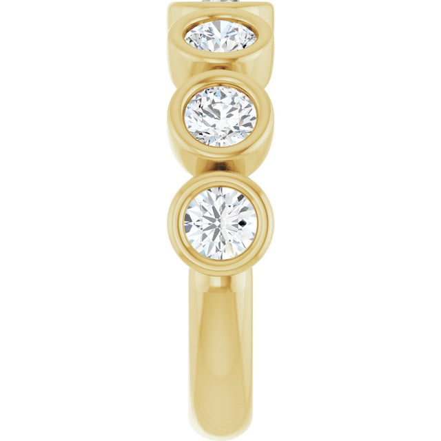 10K Gold Round Natural Diamond Bezel-Set Anniversary Band – 1–1 1/2 CTW - Yellow Gold - view 4