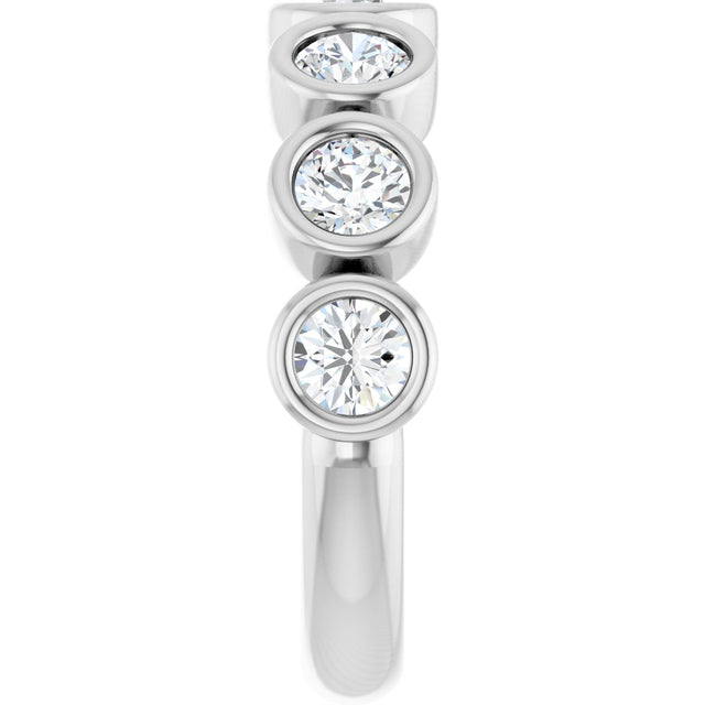 10K Gold Round Lab-Grown Diamond Bezel-Set Anniversary Band – 1–1 1/3 CTW - White Gold - view 4