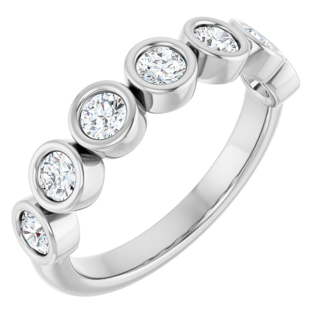 Platinum Round Natural Diamond Bezel-Set Anniversary Band – .07–1 1/2 CTW