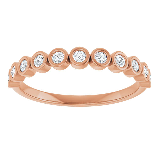 10K Gold Round Natural Diamond Bezel-Set Anniversary Band – .07–1/5 CTW - Rose Gold - view 3