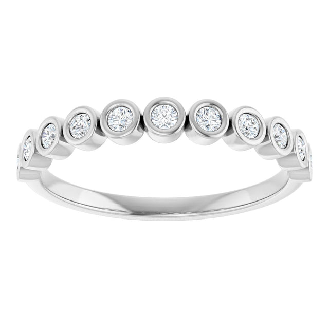 10K Gold Round Natural Diamond Bezel-Set Anniversary Band – .07–1/5 CTW - White Gold - view 3