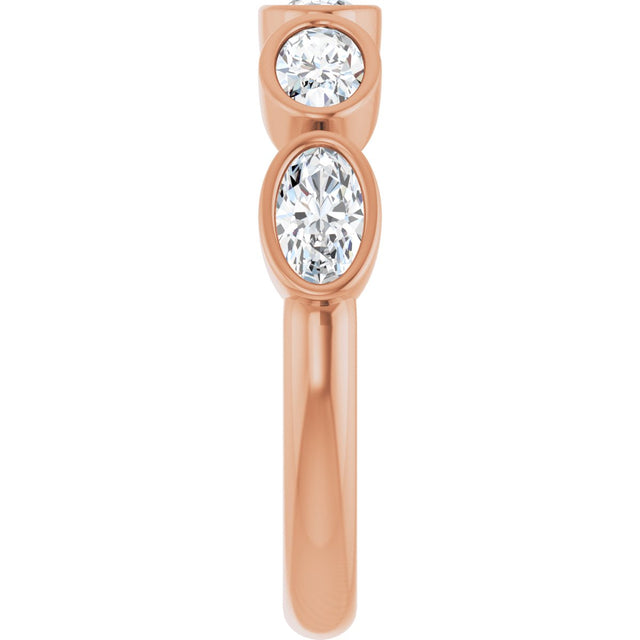 10K Gold Oval Lab-Grown Diamond Bezel-Set Anniversary Band – 1 CTW - Rose Gold - view 4