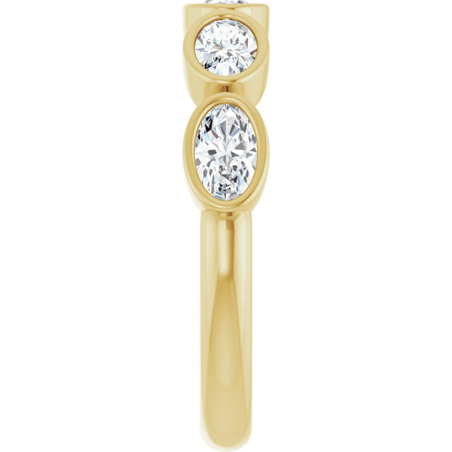 10K Gold Oval Lab-Grown Diamond Bezel-Set Anniversary Band – 1 CTW - Yellow Gold - view 4