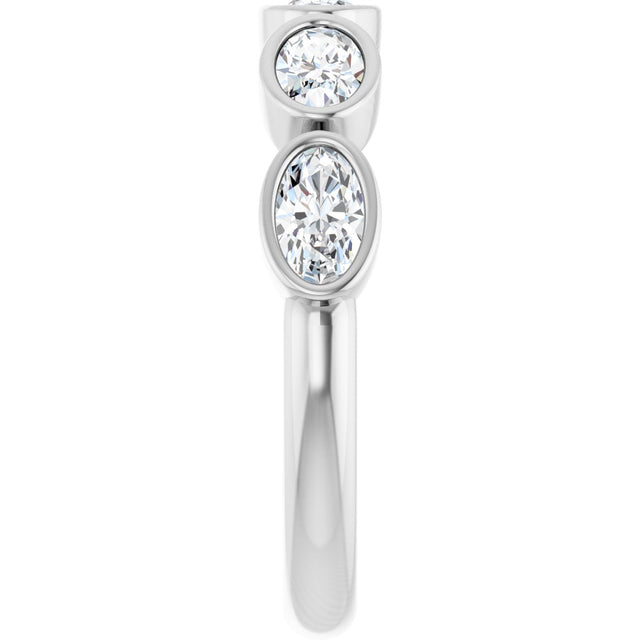 Platinum Oval Natural Diamond Bezel-Set Anniversary Band – 1 1/4 CTW - view 4