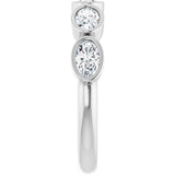 10K Gold Oval Natural Diamond Bezel-Set Anniversary Band – 1 1/3 CTW - White Gold - view 4