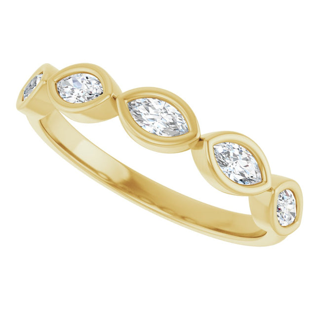 14K Gold Marquise Natural Diamond Bezel-Set Anniversary Band – 1/3–5/8 CTW - Yellow Gold - view 5