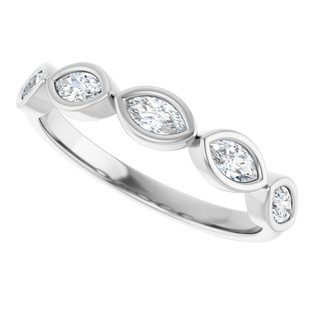 Platinum Marquise Lab-Grown Diamond Bezel-Set Anniversary Band – 4.3x2.25 mm Stones - view 5