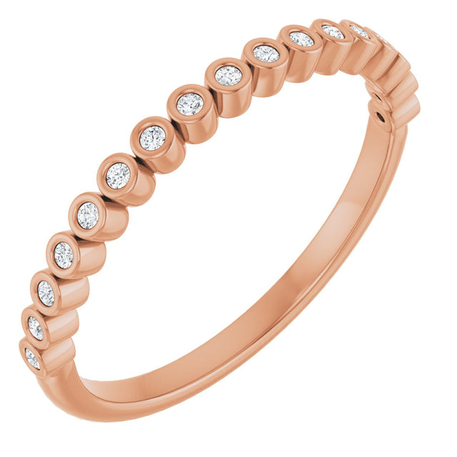 10K Gold Round Lab-Grown Diamond Bezel-Set Anniversary Band – .08–1/5 CTW - Rose Gold