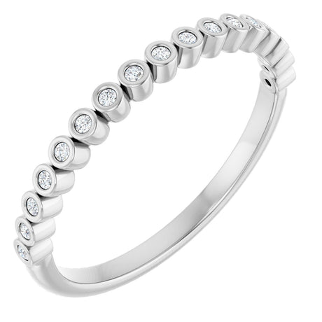 10K Gold Round Natural Diamond Bezel-Set Anniversary Band – .07–1/5 CTW - White Gold