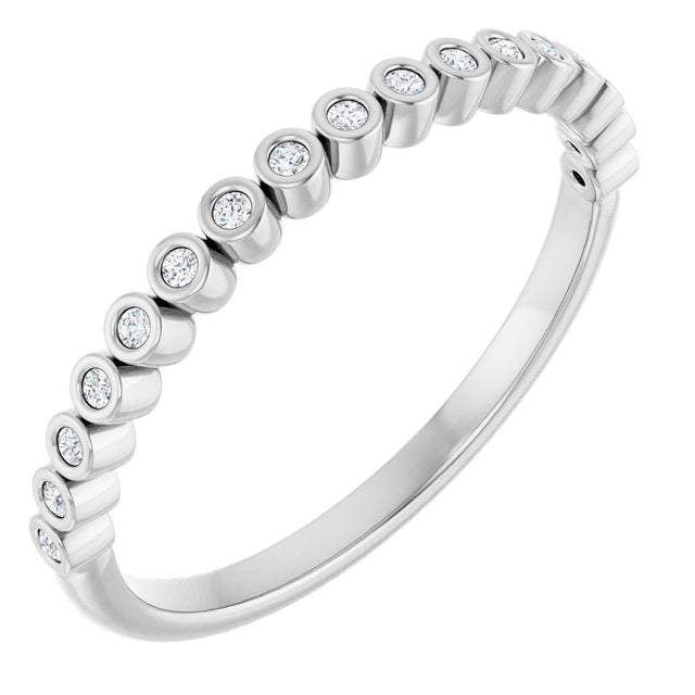 14K Gold Round Lab-Grown Diamond Bezel-Set Anniversary Band – .08–1/5 CTW - White Gold