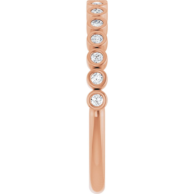 10K Gold Round Lab-Grown Diamond Bezel-Set Anniversary Band – .08–1/5 CTW - Rose Gold - view 4
