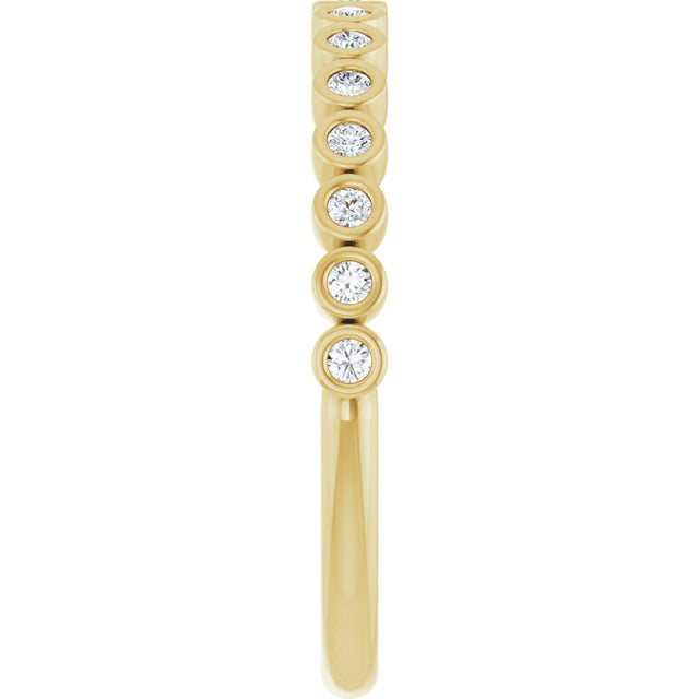 10K Gold Round Natural Diamond Bezel-Set Anniversary Band – .07–1/5 CTW - Yellow Gold - view 4