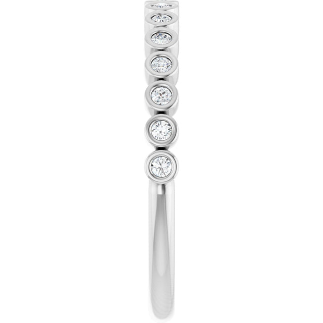 10K Gold Round Lab-Grown Diamond Bezel-Set Anniversary Band – .08–1/5 CTW - White Gold - view 4