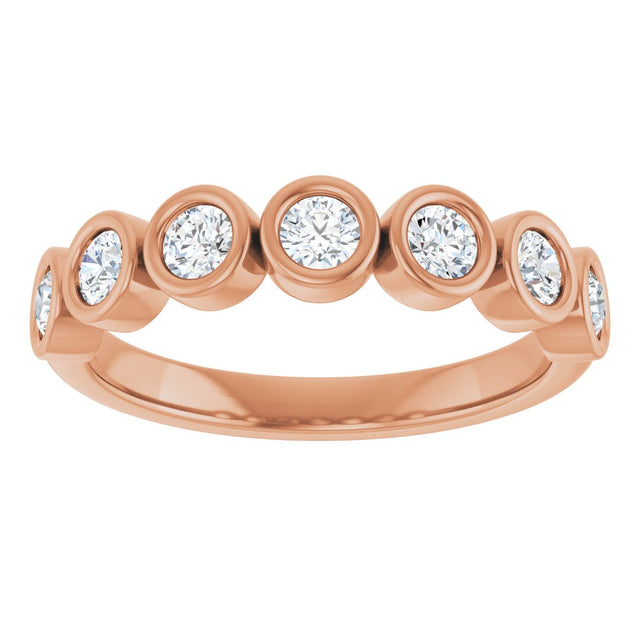 10K Gold Round Lab-Grown Diamond Bezel-Set Anniversary Band – 1/4–7/8 CTW - Rose Gold - view 3