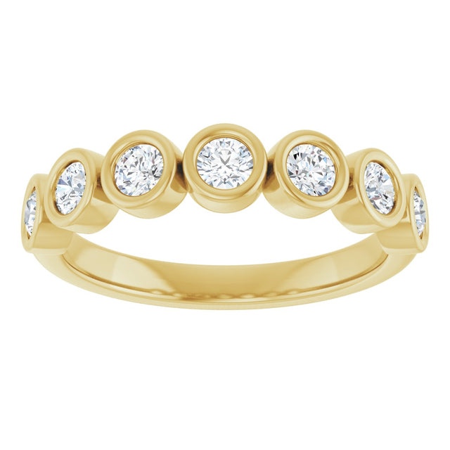 10K Gold Round Lab-Grown Diamond Bezel-Set Anniversary Band – 1/4–7/8 CTW - Yellow Gold - view 3