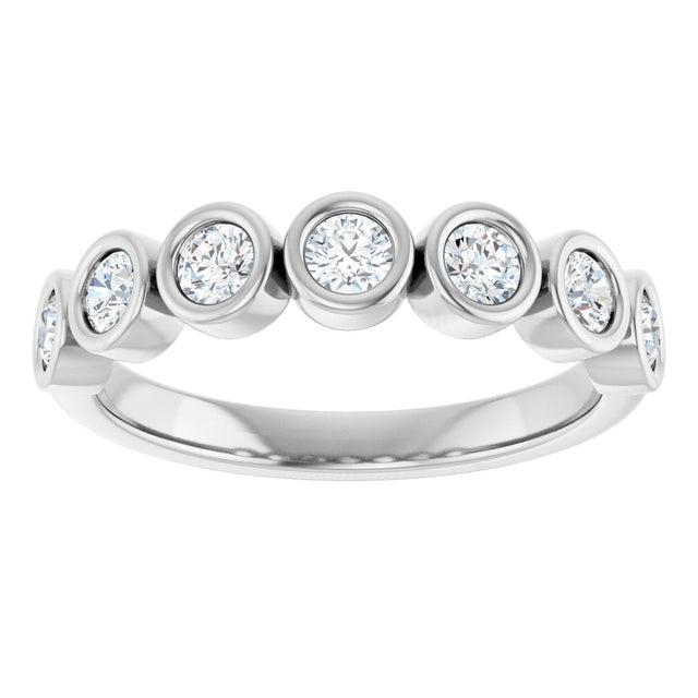 10K Gold Round Lab-Grown Diamond Bezel-Set Anniversary Band – 1/4–7/8 CTW - White Gold - view 3