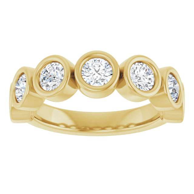 10K Gold Round Lab-Grown Diamond Bezel-Set Anniversary Band – 1–1 1/3 CTW - Yellow Gold - view 3