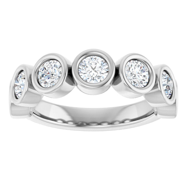 10K Gold Round Lab-Grown Diamond Bezel-Set Anniversary Band – 1–1 1/3 CTW - White Gold - view 3