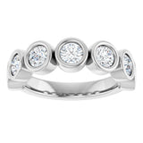10K Gold Round Natural Diamond Bezel-Set Anniversary Band – 1–1 1/2 CTW - White Gold - view 3