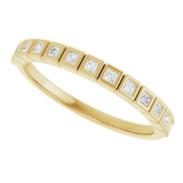 10K Gold Square Natural Diamond Bezel-Set Anniversary Band – 1/6–3/4 CTW - Yellow Gold - view 5