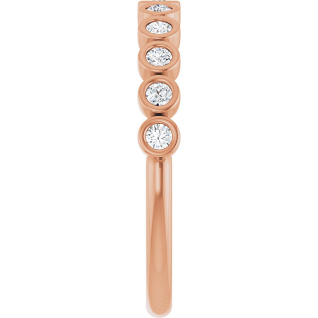 10K Gold Round Lab-Grown Diamond Bezel-Set Anniversary Band – .08–1/5 CTW - Rose Gold - view 4
