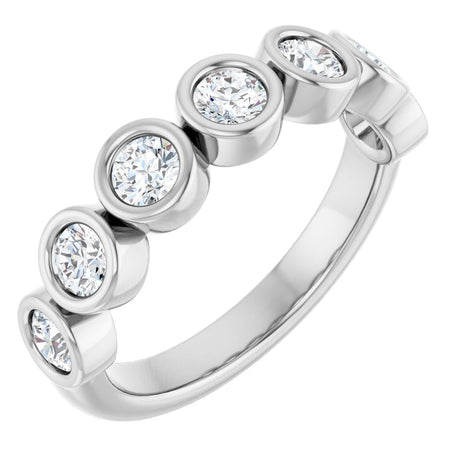 10K Gold Round Lab-Grown Diamond Bezel-Set Anniversary Band – 1/4–7/8 CTW - White Gold