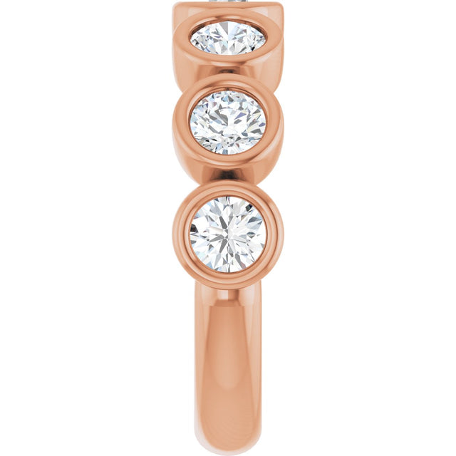 10K Gold Round Lab-Grown Diamond Bezel-Set Anniversary Band – 1–1 1/3 CTW - Rose Gold - view 4