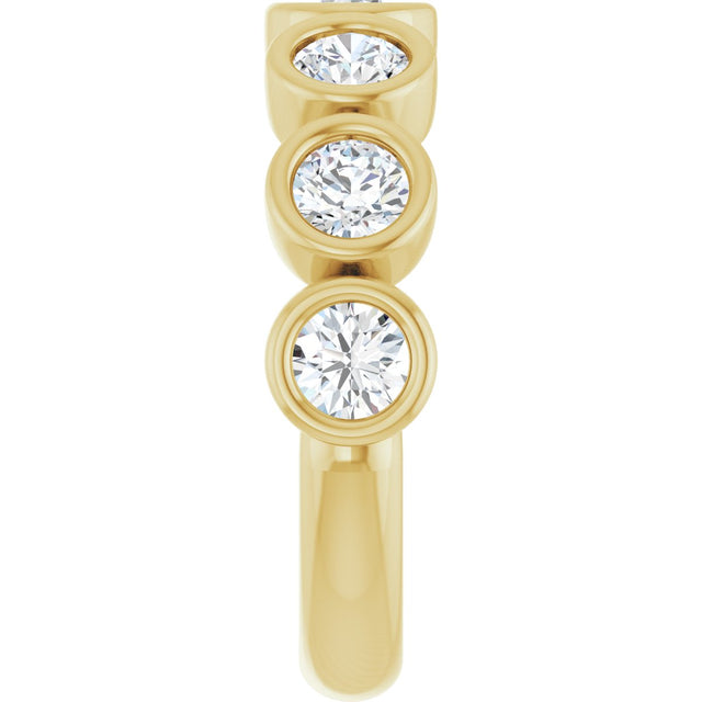10K Gold Round Lab-Grown Diamond Bezel-Set Anniversary Band – 1–1 1/3 CTW - Yellow Gold - view 4