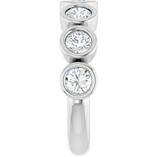 10K Gold Round Natural Diamond Bezel-Set Anniversary Band – 1–1 1/2 CTW - White Gold - view 4