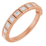 14K Gold Round Natural Diamond Bezel-Set Anniversary Band – .07–1/5 CTW - Rose Gold