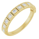 14K Gold Round Natural Diamond Bezel-Set Anniversary Band – .07–1/5 CTW - Yellow Gold