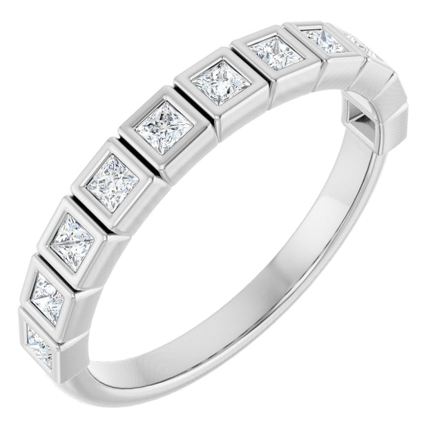 Platinum Round Lab-Grown Diamond Bezel-Set Anniversary Band – .08–1 1/3 CTW