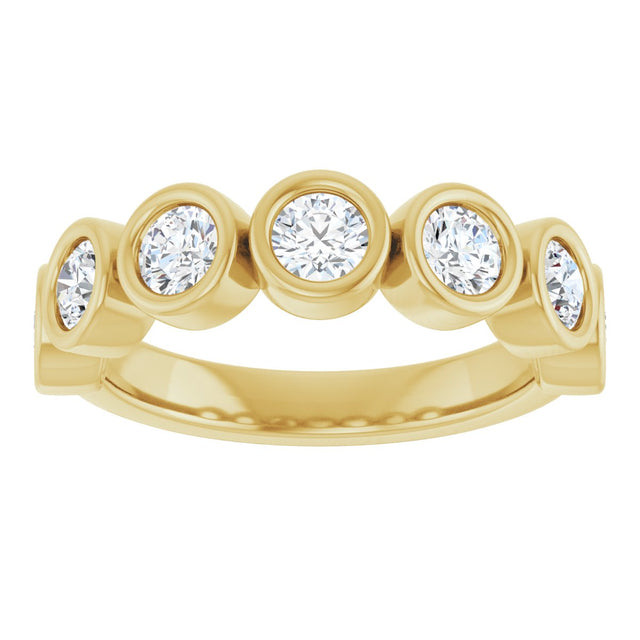 10K Gold Round Lab-Grown Diamond Bezel-Set Anniversary Band – 1–1 1/3 CTW - Yellow Gold - view 3