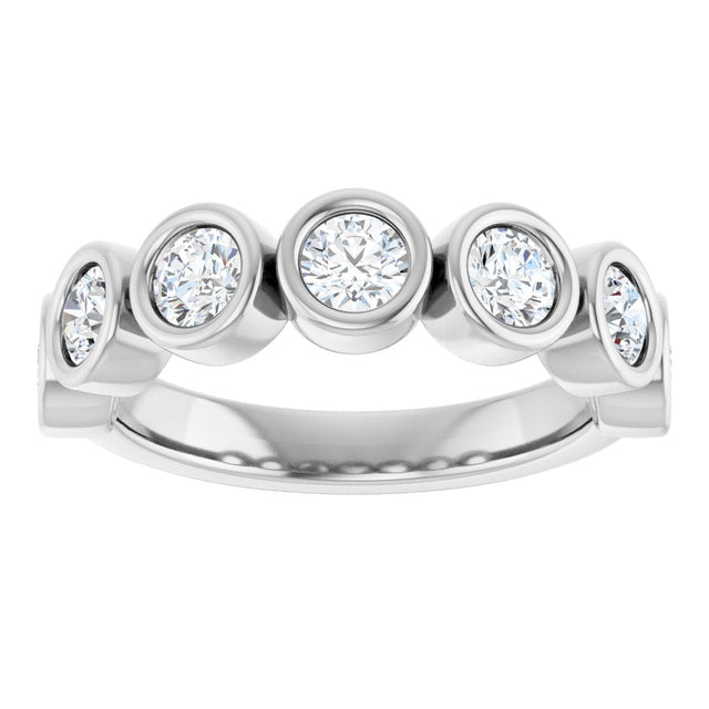 10K Gold Round Lab-Grown Diamond Bezel-Set Anniversary Band – 1–1 1/3 CTW - White Gold - view 3