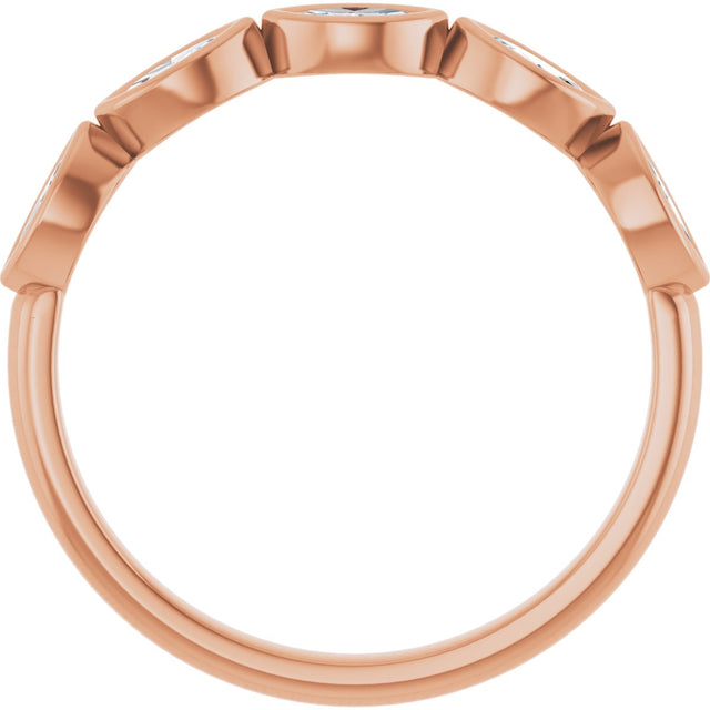 14K Gold Marquise Natural Diamond Bezel-Set Anniversary Band – 1/3–5/8 CTW - Rose Gold - view 2