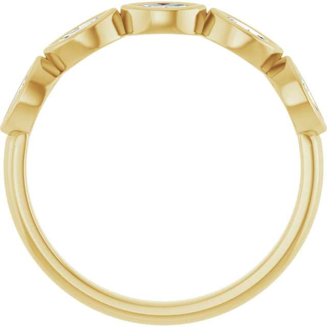 14K Gold Marquise Natural Diamond Bezel-Set Anniversary Band – 1/3–5/8 CTW - Yellow Gold - view 2