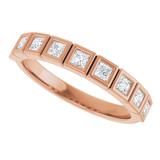 10K Gold Square Natural Diamond Bezel-Set Anniversary Band – 1/6–3/4 CTW - Rose Gold - view 5