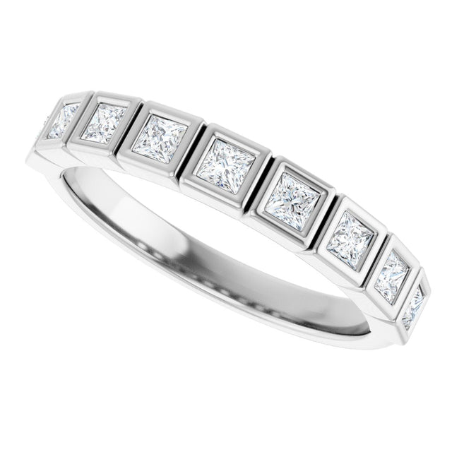 10K Gold Square Lab-Grown Diamond Bezel-Set Anniversary Band – 1/5–5/8 CTW - White Gold - view 5